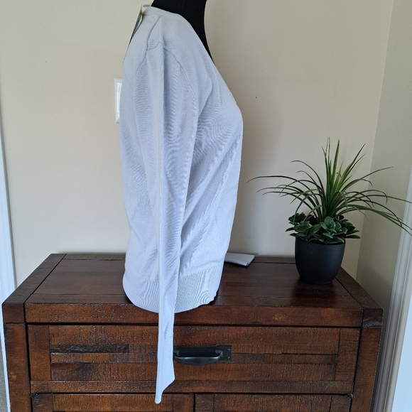 Calvin Klein Jeans V-Neck Sweater Women's Small Pale Blue Cotton Knit Top - Picture 5 of 13